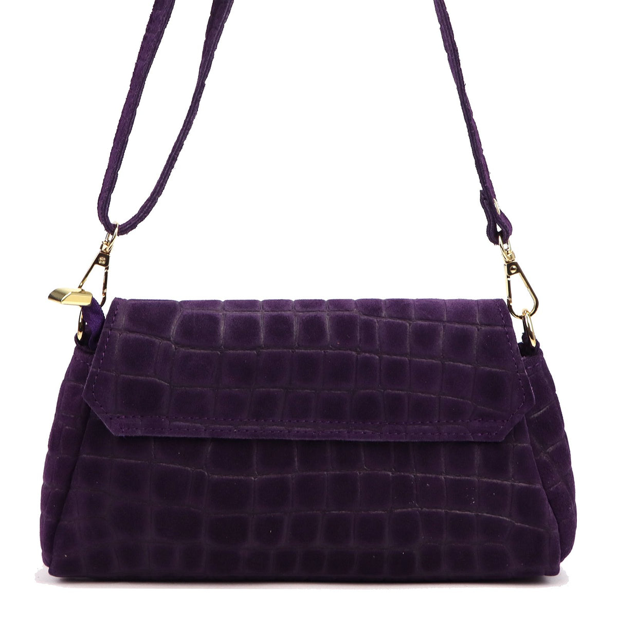 Luka 26-178 CROCO violetinė odinė rankinė fioletowy