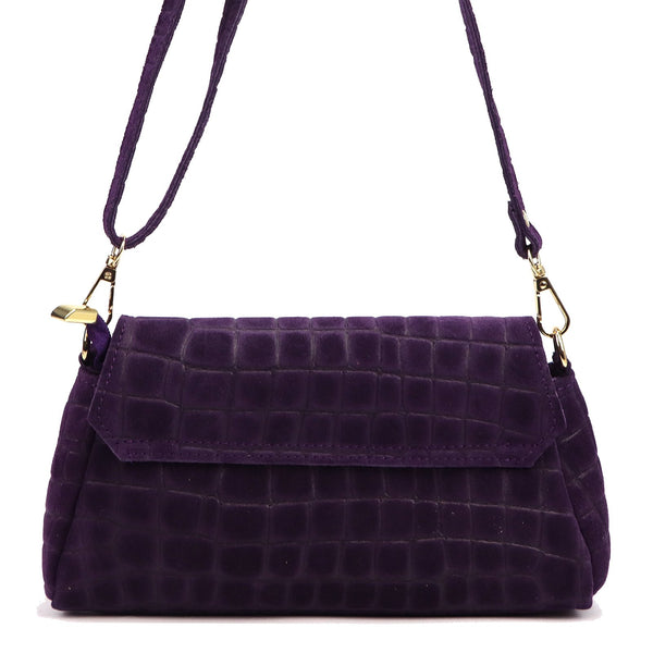 Luka 26-178 CROCO violetinė odinė rankinė fioletowy