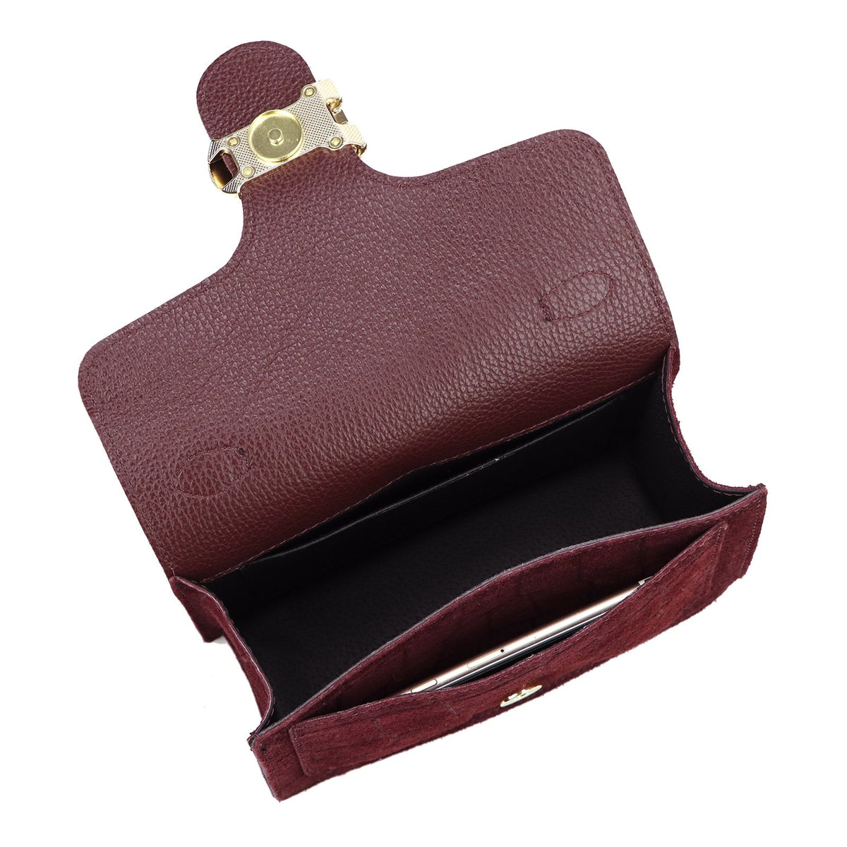 Luka 26-179 CROCO bordo odinė rankinė bordo