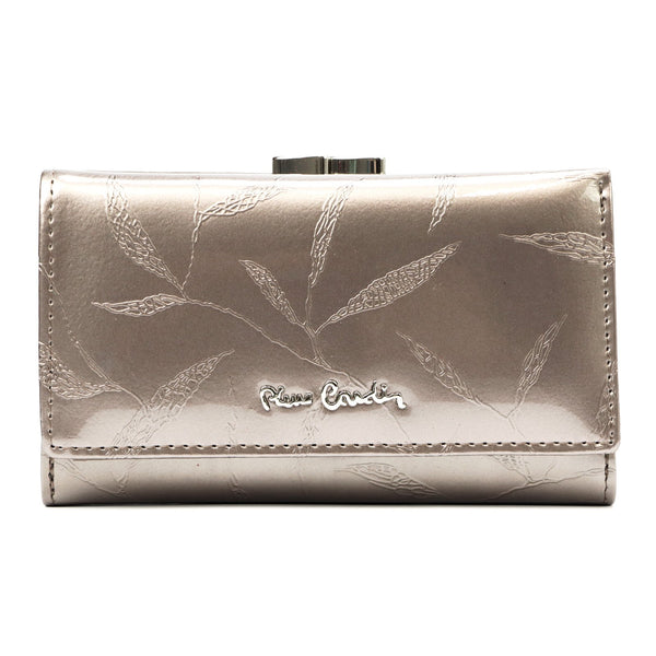 Pierre Cardin 02 LEAF 108 pilka natūralios odos piniginė popiel