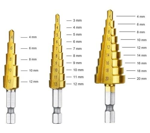 Koniskais pakāpienu urbis, 3 gab., 3-20 mm G204