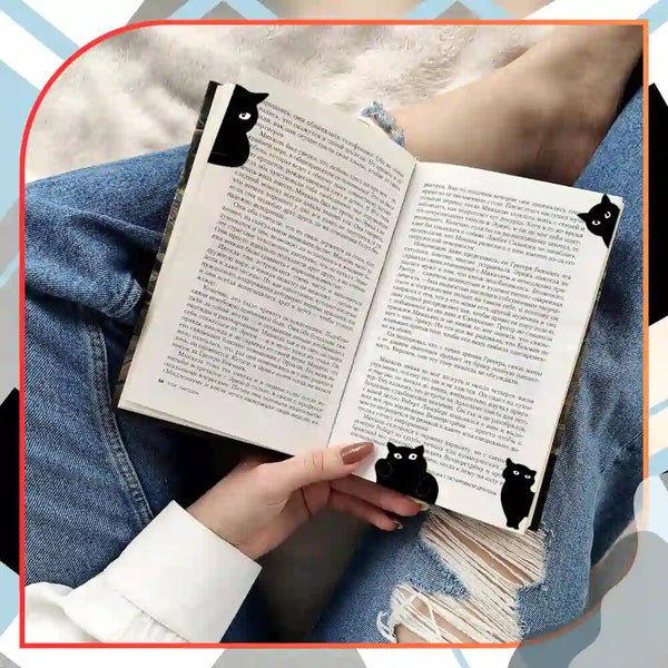 Magnētiskā grāmatzīme, melna, 6 gab.