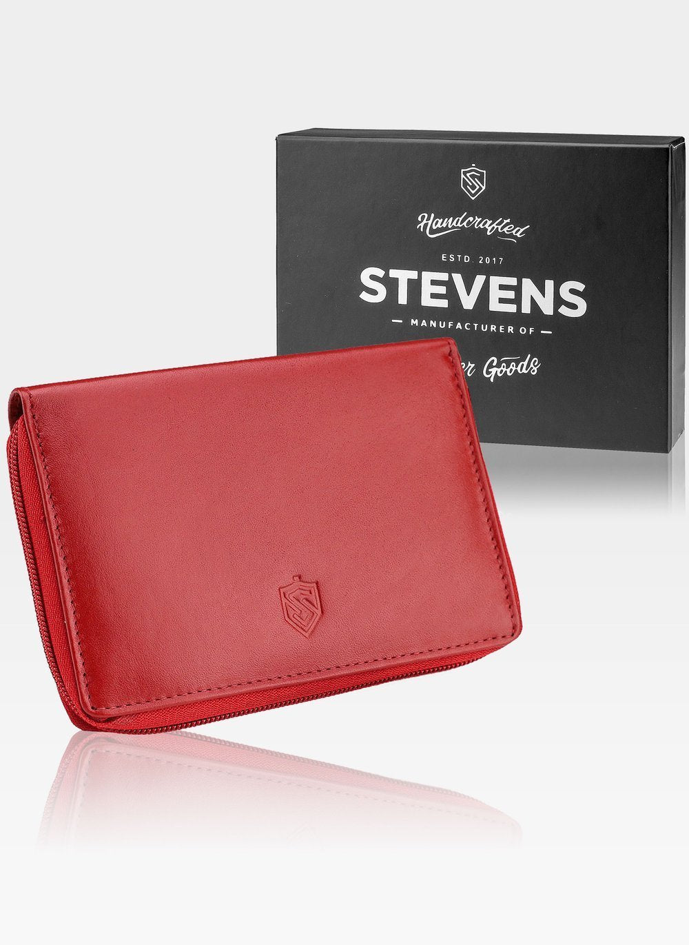 Sieviešu ādas maks STEVENS sarkans ar RFID aizsardzību D1880