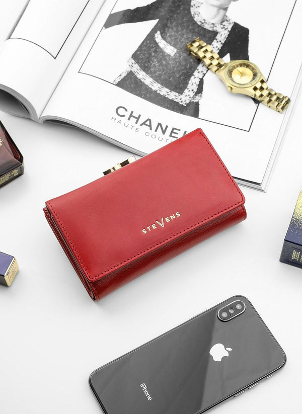 Sieviešu ādas maks STEVENS ar RFID aizsardzību D1875