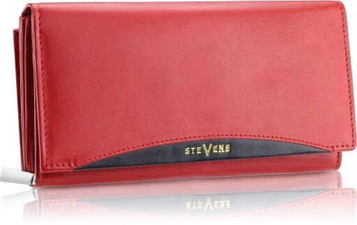 Sieviešu ādas maks "STEVENS" sarkans Z02 / BR-210 ar RFID aizsardzību D1809