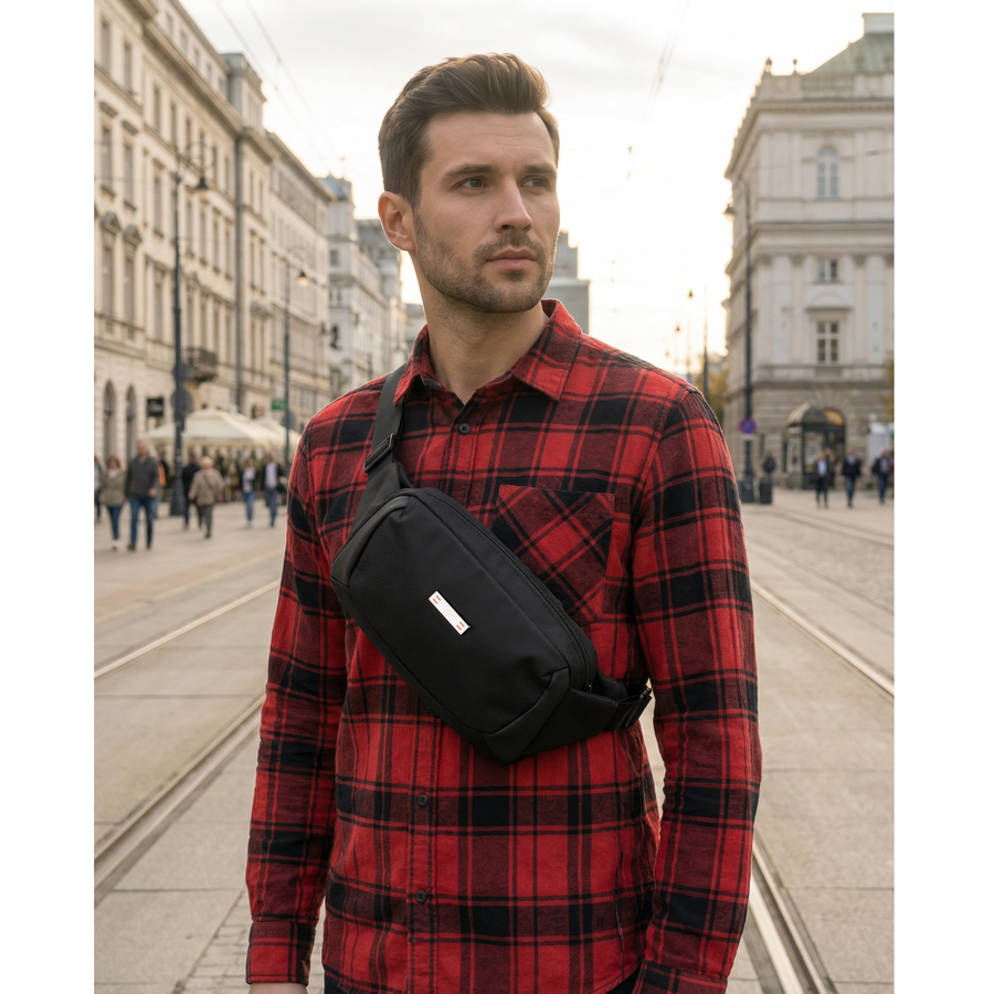 Peterson vīriešu neliela jostas un pleca soma (crossbody), melna D90