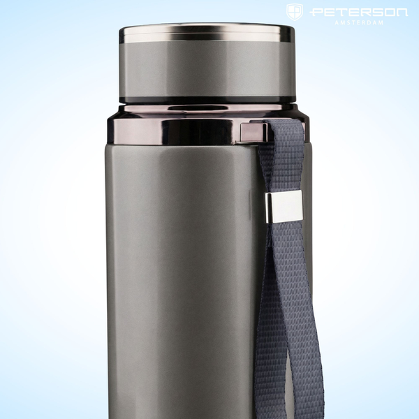 Peterson tērauda termokrūze 750 ml ar tējas sietiņu, sudraba, karstiem un aukstiem dzērieniem D87