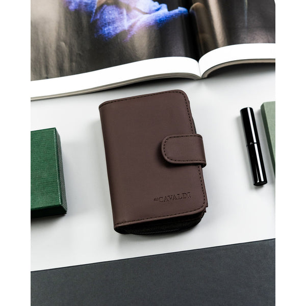 Sieviešu brūns ekoloģiskās ādas maks 4U Cavaldi ar spiedpogu un rāvējslēdzēju TL2