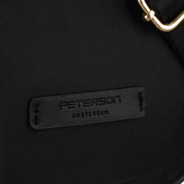 Sieviešu melna neilona "Peterson" plecu soma ar regulējamu siksnu RP27