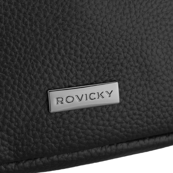 Vīriešu melna, dabīgas ādas vienas sadaļas jostas soma „Rovicky”