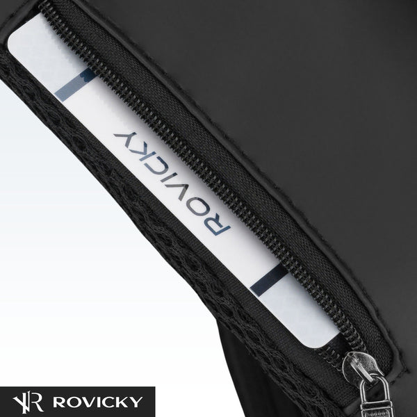 Ietilpīga vīriešu plecu soma "Rovicky" ar USB savienotāju, melna, no eko ādas ST84