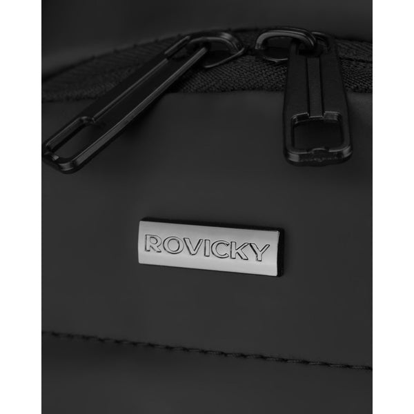 Ietilpīga vīriešu plecu soma "Rovicky" ar USB savienotāju, melna, no eko ādas ST84