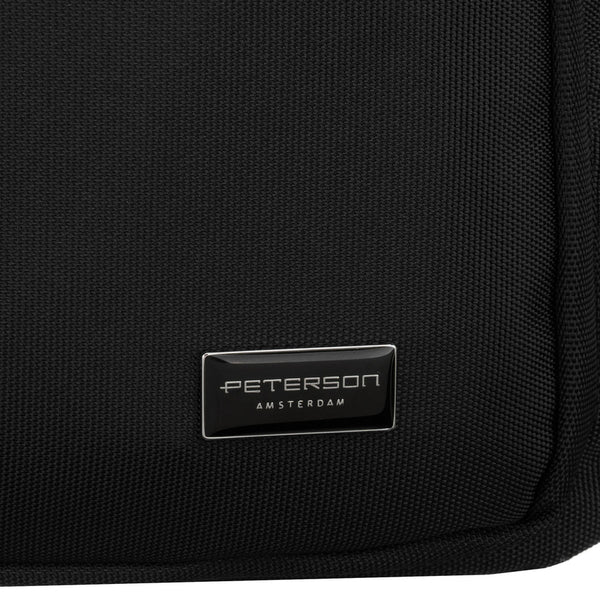 Ietilpīga melna sieviešu poliestera rokassoma ar nodalījumu klēpjdatoram "Peterson" P33