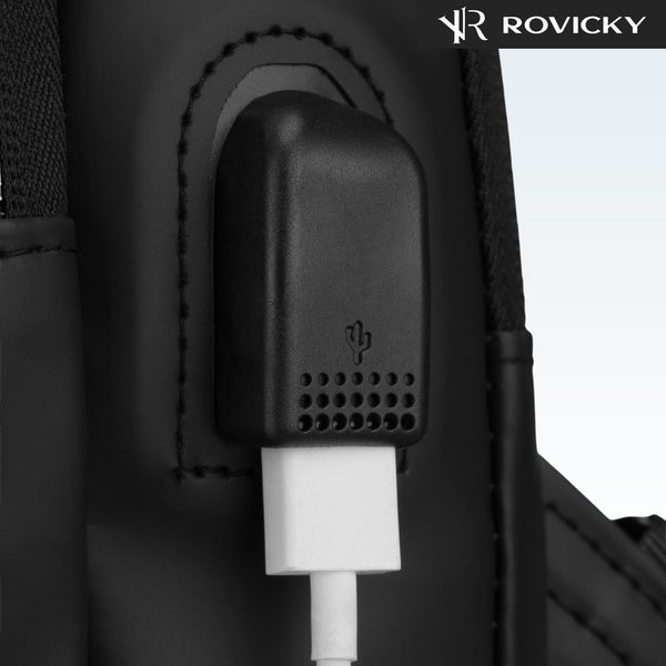 Vīriešu melna plecu soma no eko ādas "Rovicky" ST83