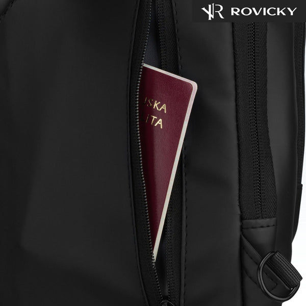 Vīriešu melna plecu soma no eko ādas "Rovicky" ST83
