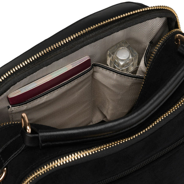 Peterson sieviešu mazā melnā crossbody soma ar rāvējslēdzēju, pilsētas stils, no mākslīgās ādas D65
