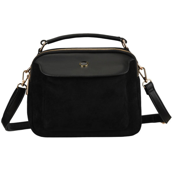 Peterson sieviešu mazā melnā crossbody soma ar rāvējslēdzēju, pilsētas stils, no mākslīgās ādas D65