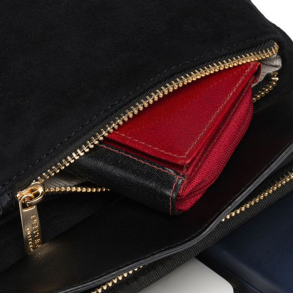 Peterson sieviešu mazā melnā crossbody soma ar rāvējslēdzēju, pilsētas stils, no mākslīgās ādas D65
