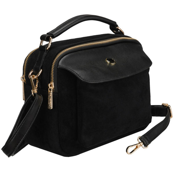 Peterson sieviešu mazā melnā crossbody soma ar rāvējslēdzēju, pilsētas stils, no mākslīgās ādas D65