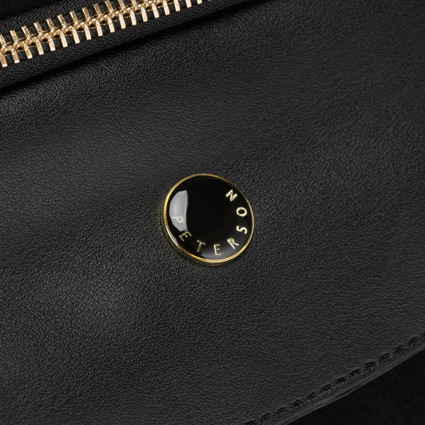 Peterson sieviešu mazā melnā crossbody soma ar rāvējslēdzēju, pilsētas stils, no mākslīgās ādas D65