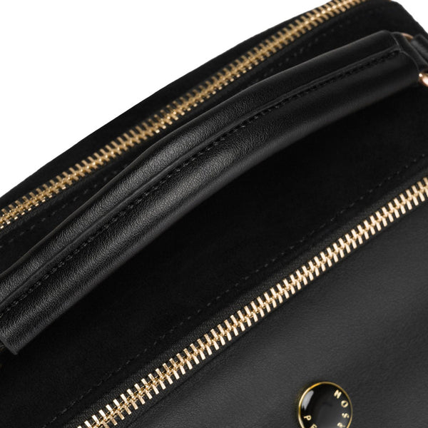 Peterson sieviešu mazā melnā crossbody soma ar rāvējslēdzēju, pilsētas stils, no mākslīgās ādas D65