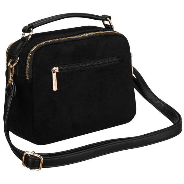 Peterson sieviešu mazā melnā crossbody soma ar rāvējslēdzēju, pilsētas stils, no mākslīgās ādas D65