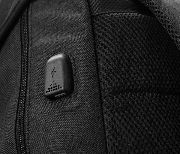 Liela "David Jones" mugursoma ar klēpjdatora nodalījumu un USB savienojumu, melna, tekstila RT64