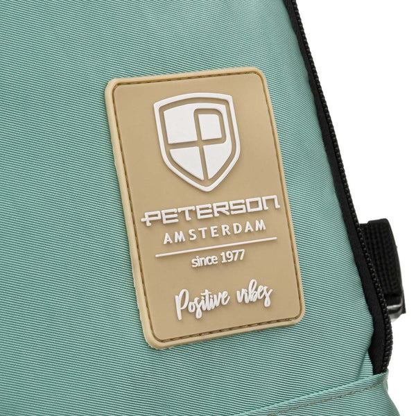 Tirkīza krāsas tekstila divu nodalījumu ceļojumu mugursoma "Peterson" ar stiprinājumu pie čemodāna un USB savienojumu K47