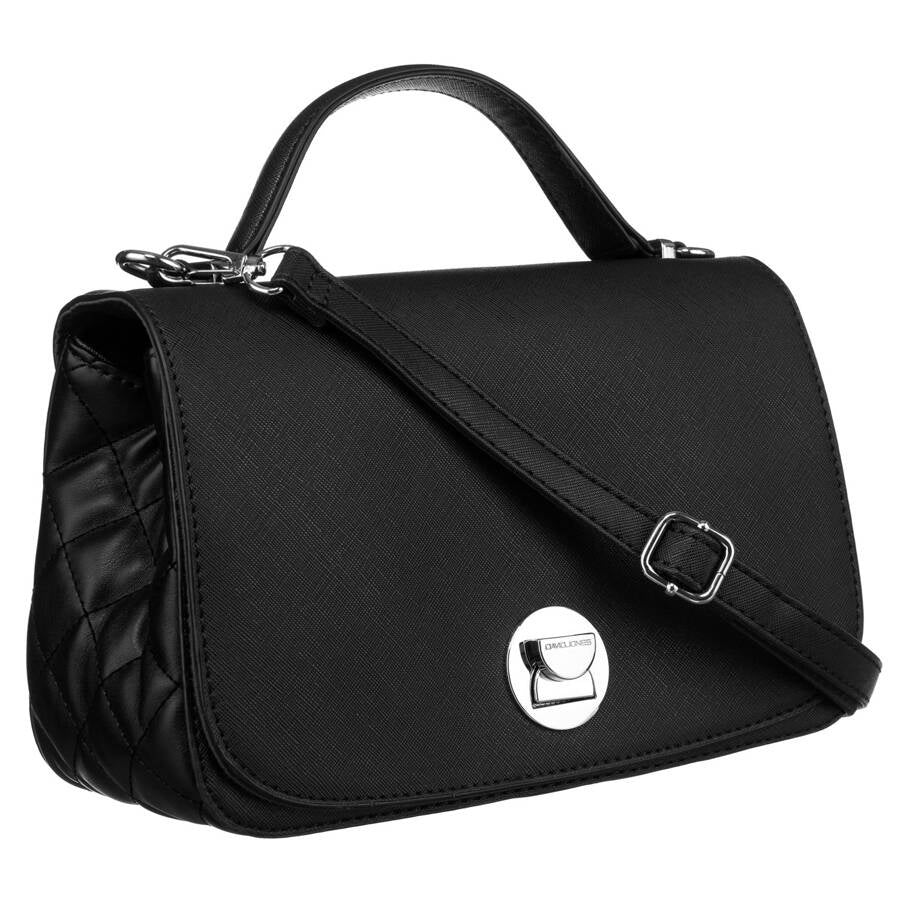 Eleganta sieviešu David Jones melna crossbody soma ar vatētiem sāniem D42