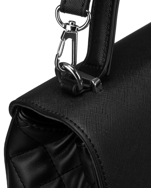 Eleganta sieviešu David Jones melna crossbody soma ar vatētiem sāniem D42