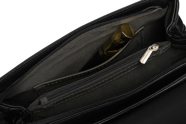 Eleganta sieviešu David Jones melna crossbody soma ar vatētiem sāniem D42