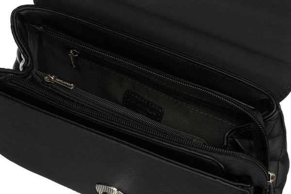 Eleganta sieviešu David Jones melna crossbody soma ar vatētiem sāniem D42