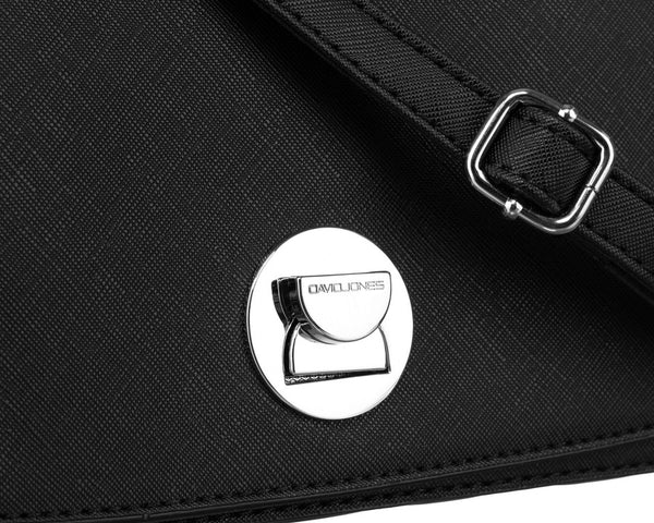Eleganta sieviešu David Jones melna crossbody soma ar vatētiem sāniem D42