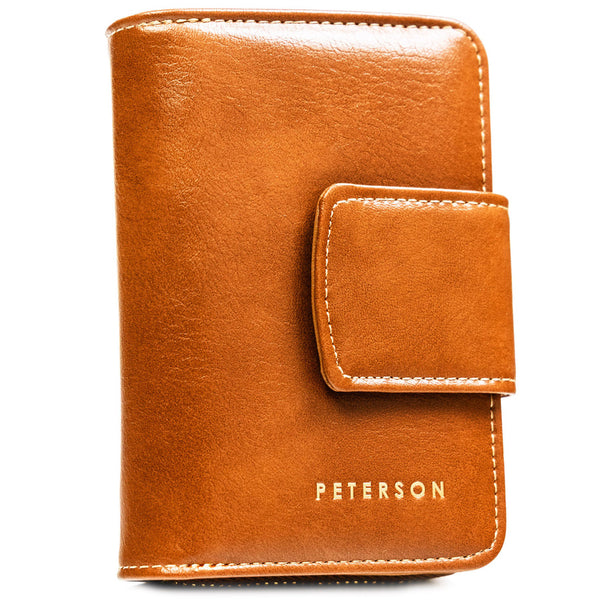 Elegants, brūns sieviešu maciņš no dabīgās ādas ar RFID aizsardzību, „Peterson“ ST28