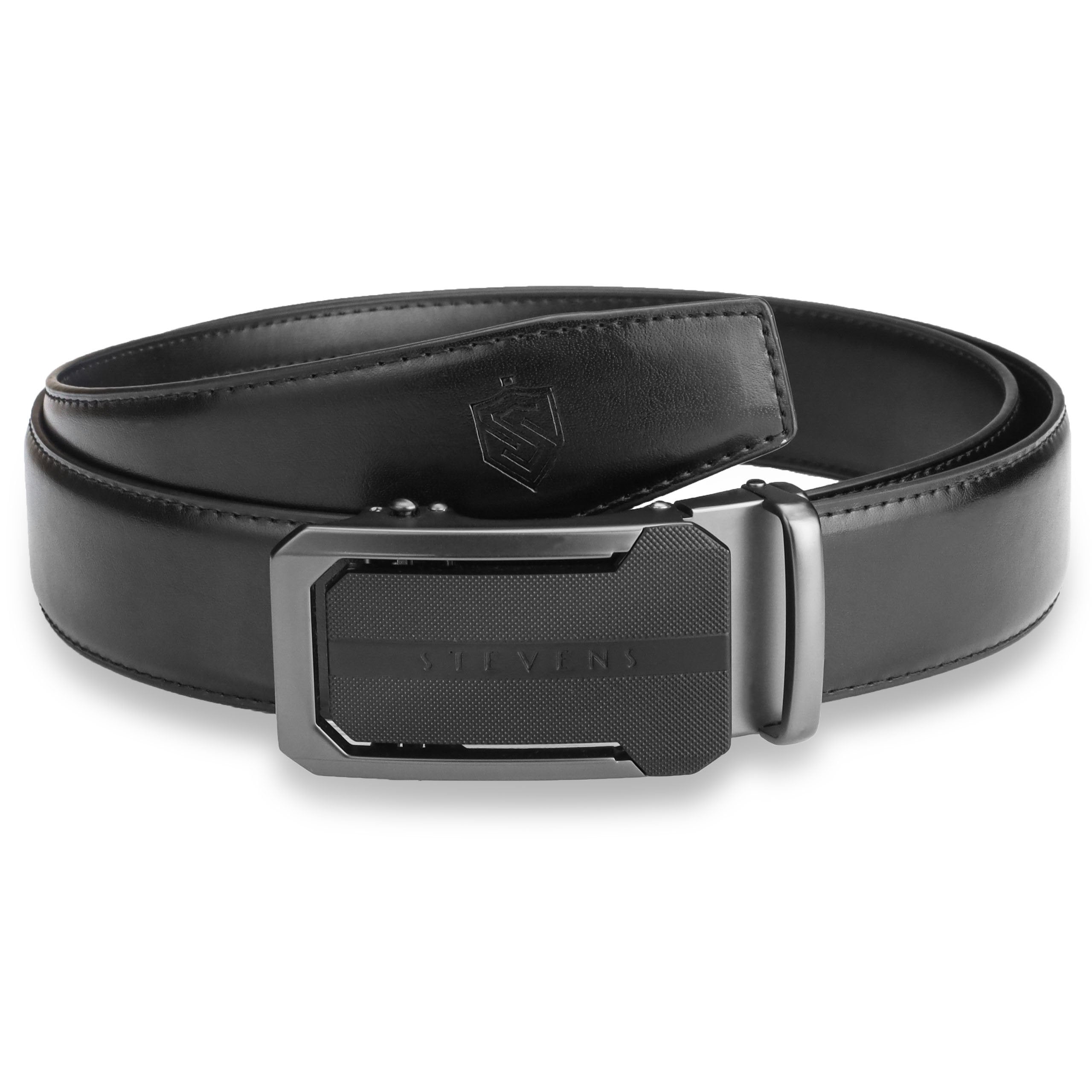 Vīriešu josta Stevens, dabīgā āda, melna, automātiskā sprādze 2501