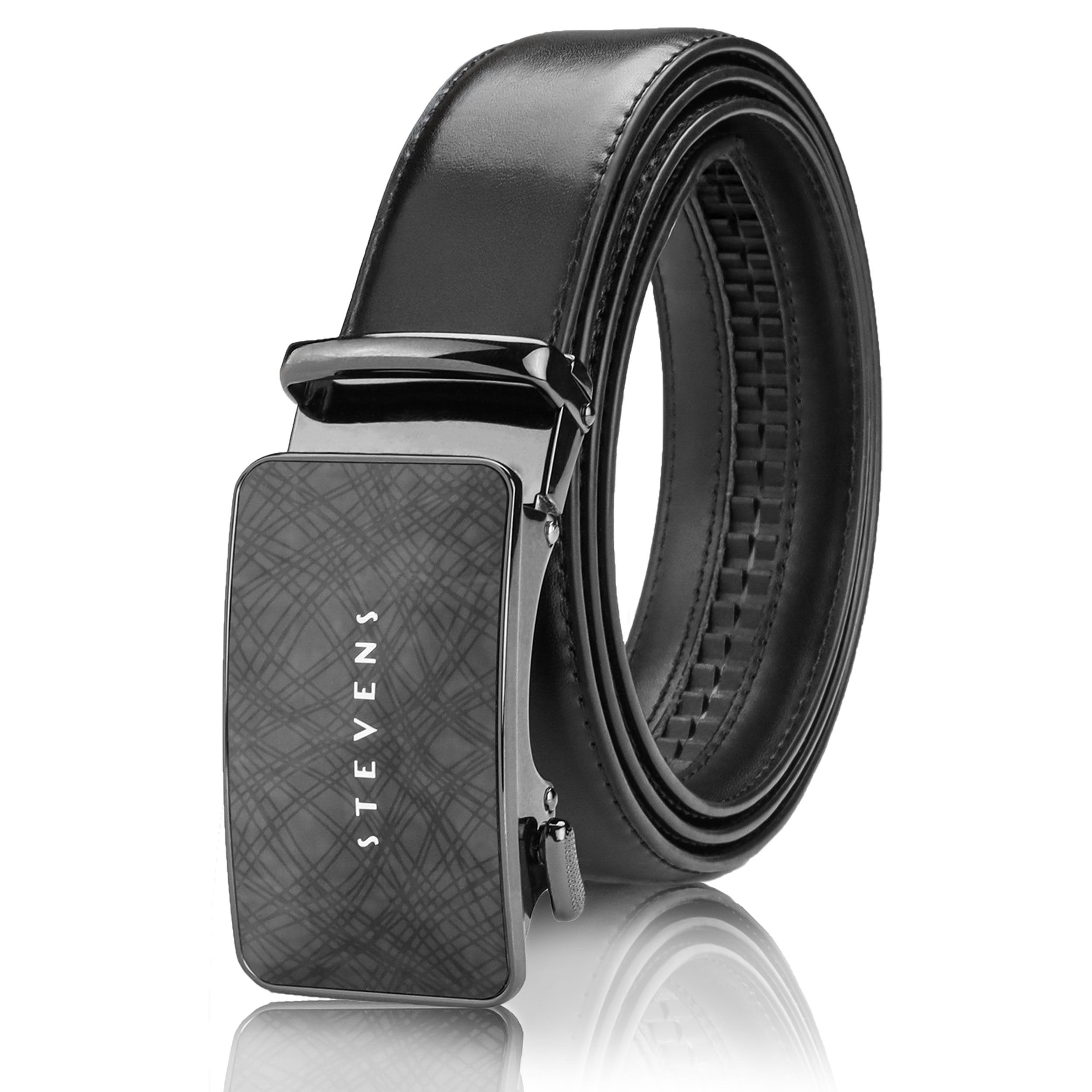 Vīriešu josta Stevens, melna, dabīga āda, automātiskā sprādze 2506