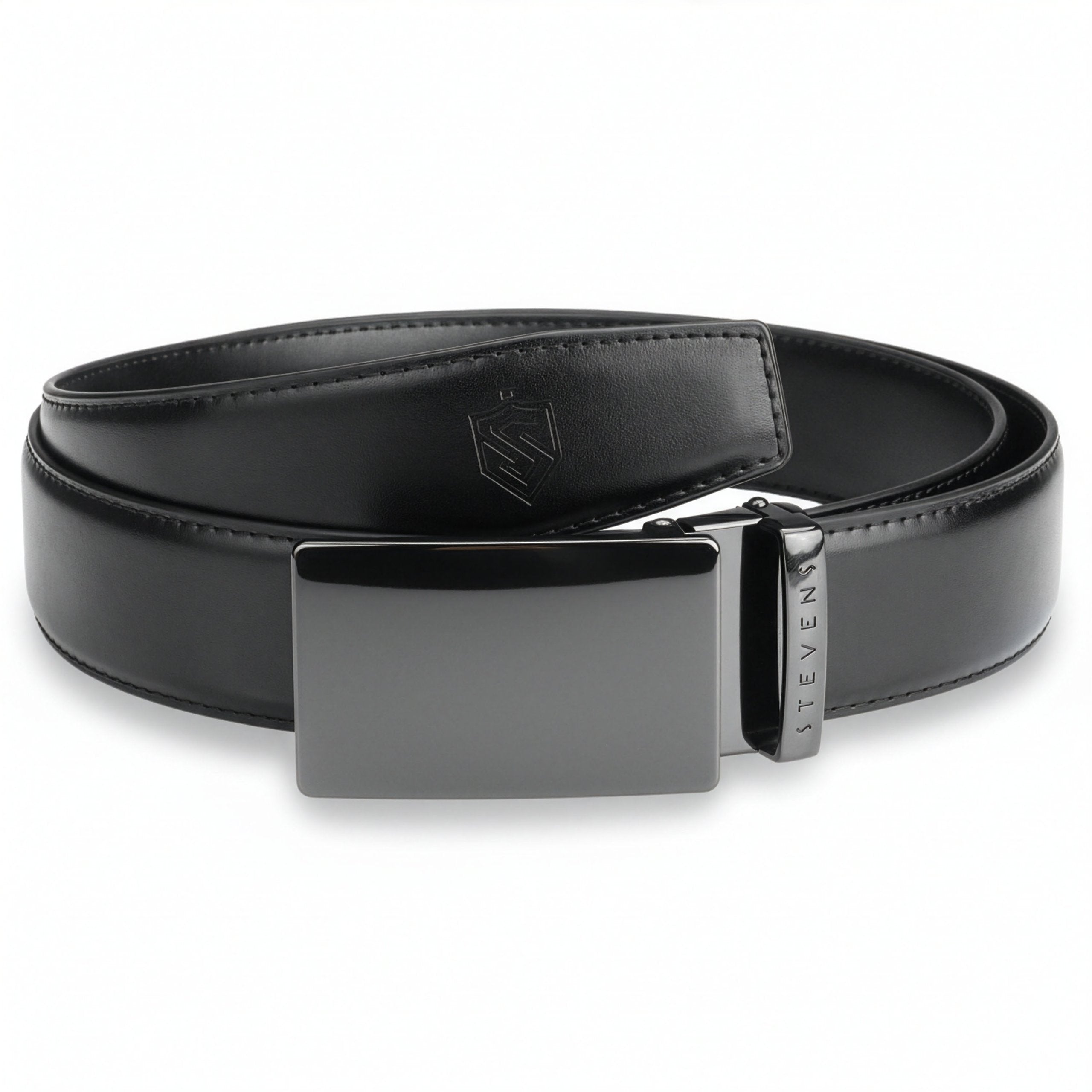 Vīriešu josta Stevens, melna, dabīgā āda, automātiska sprādze 2508
