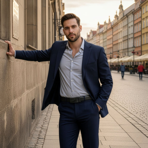 Vīriešu josta Stevens, melna, dabīgā āda, automātiska sprādze 2508