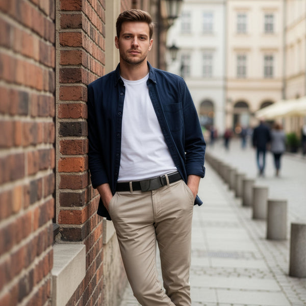 Vīriešu josta Stevens, melna, dabīgā āda, automātiska sprādze 2508