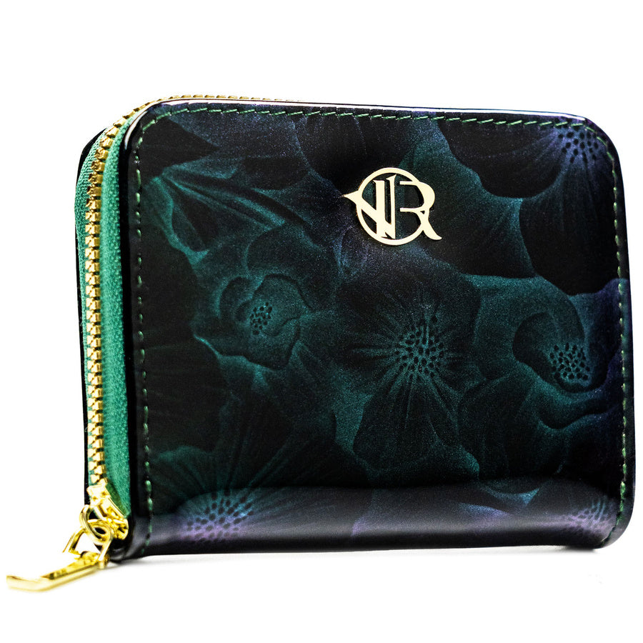Elegantiška moteriška „Rovicky“ piniginė iš ekologiškos odos, žalia su gėlių raštu ST105