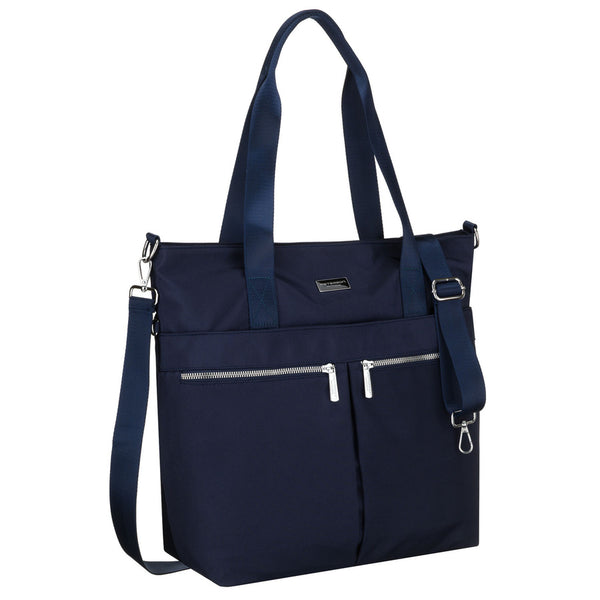 Sieviešu tumši zila vienkameru poliestera iepirkumu soma "Peterson" ar regulējamu, noņemamu siksnu P40