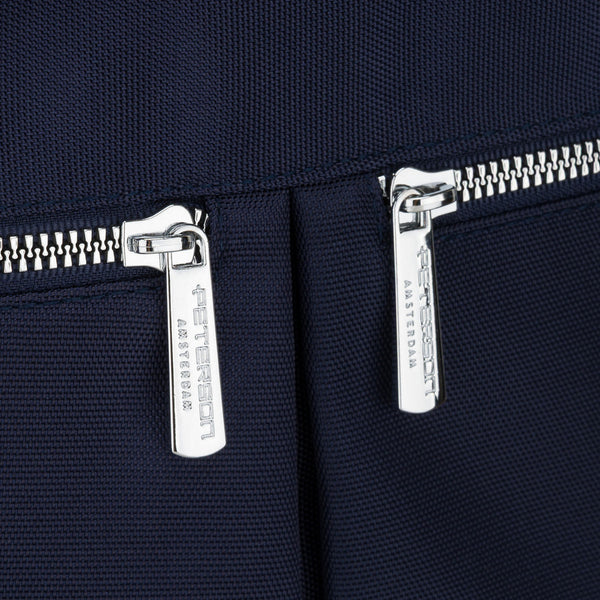 Sieviešu tumši zila vienkameru poliestera iepirkumu soma "Peterson" ar regulējamu, noņemamu siksnu P40