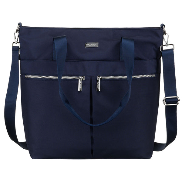 Sieviešu tumši zila vienkameru poliestera iepirkumu soma "Peterson" ar regulējamu, noņemamu siksnu P40