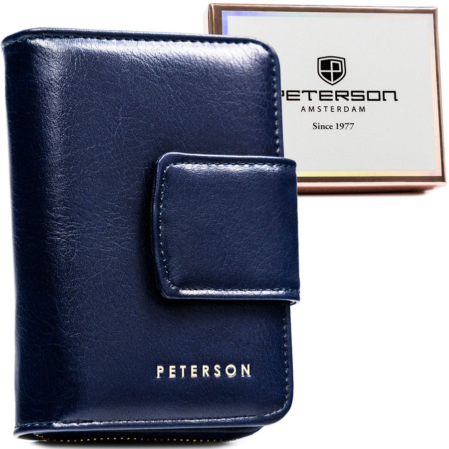 Sieviešu tumši zila ekoloģiskas ādas maks ar RFID aizsardzību „Peterson“ ST29