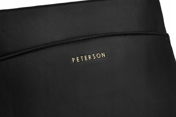 Sieviešu "Peterson" eko ādas soma pāri plecam ar noņemamu siksnu, melna RM15