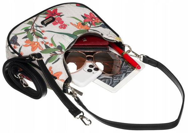 Sieviešu „David Jones“ plecu soma no ekoloģiskās ādas ar ziedu rakstu D28