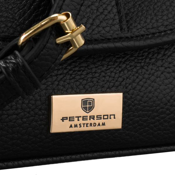 Maza melna sieviešu plecu soma no eko ādas "Peterson" P6