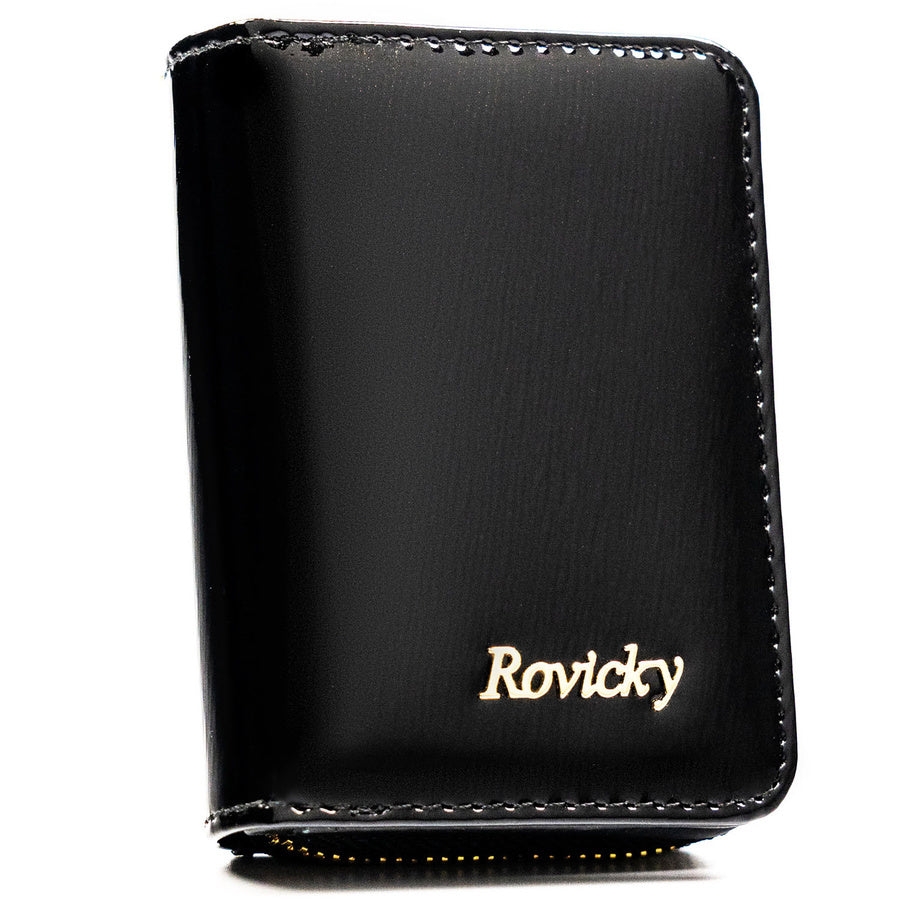 Maža moteriška natūralios odos piniginė su RFID apsauga, juoda – Rovicky ST80