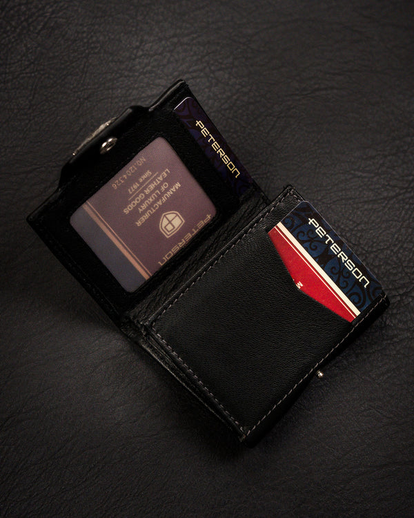 Vīriešu maks Peterson, melns, ādas