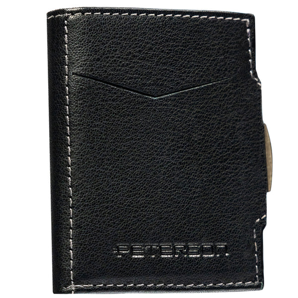 Vīriešu maks Peterson, melns, ādas